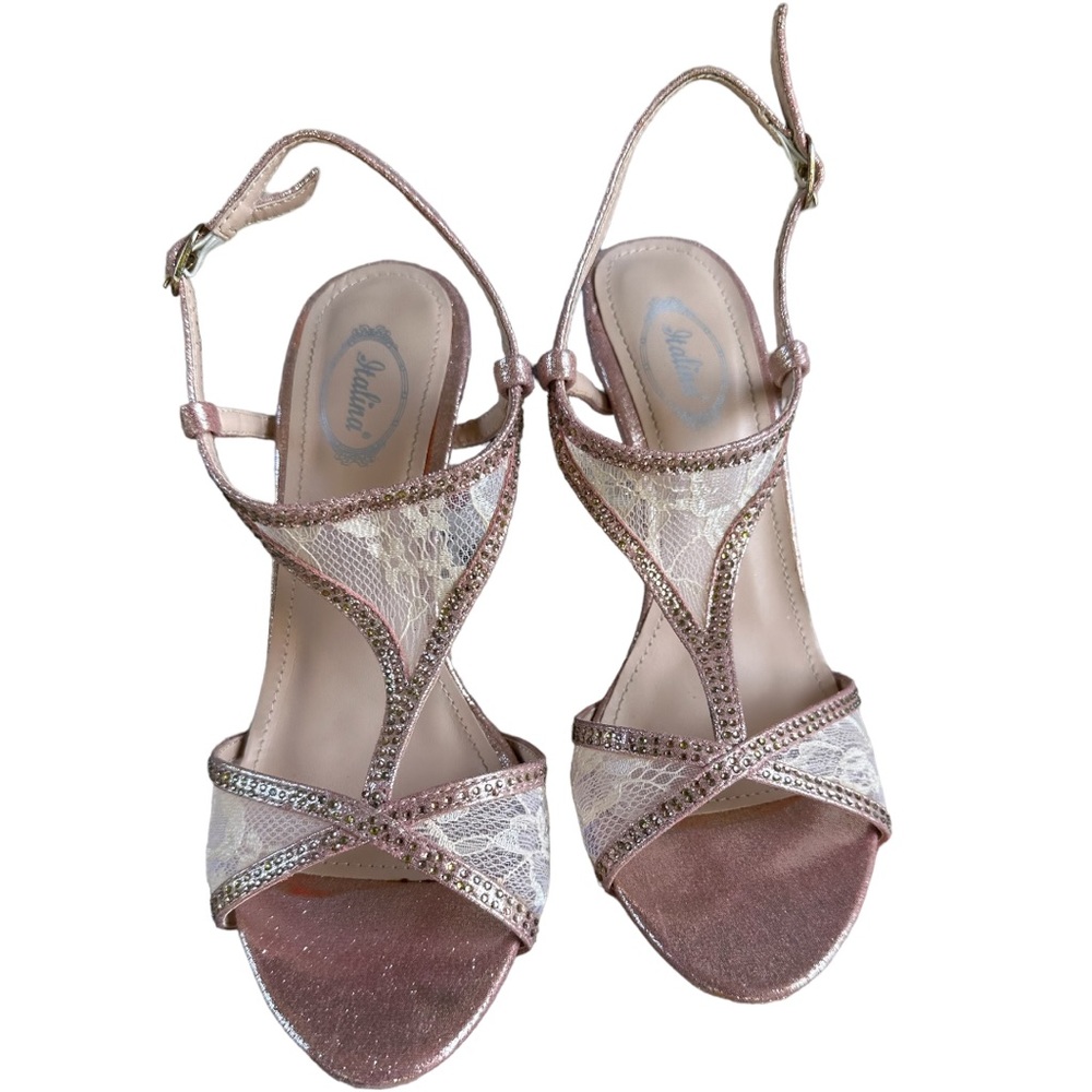 Italian Pink Rhinestone Heels - Picture 3 of 6